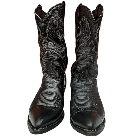 J. Chisholm D980 Black Leather Pointed Western Boots w/ Decorative Stitching 9.5 - Picture 6 of 13